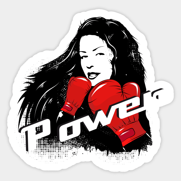 A boxer with long open hair and power Sticker by Kisho